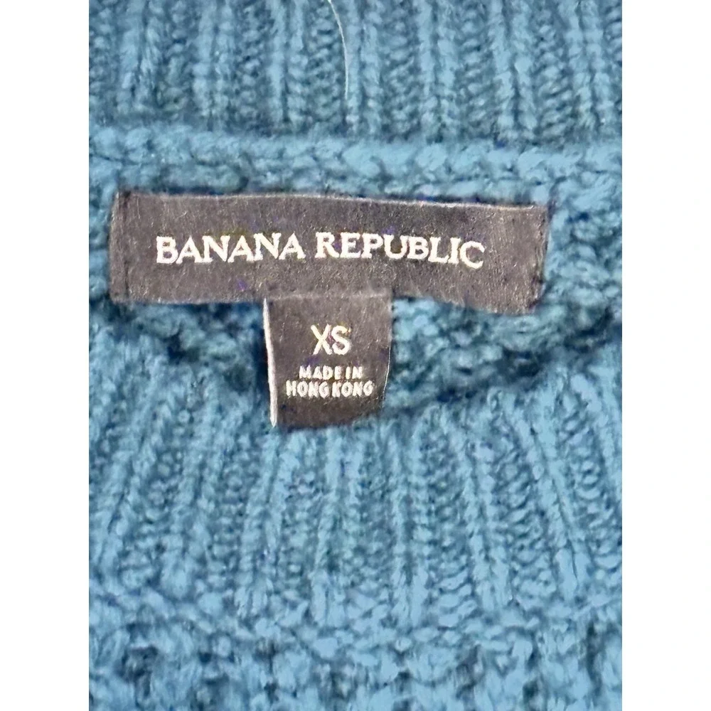 Banana Republic Cable Knit‎ Sweater Tunic Glen Green Merino Cotton Woman XS Cozy